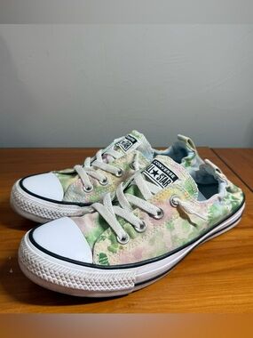 Converse Chuck Taylor All Star Slip on Sneaker Pink Green Marble Tie Dye Elastic